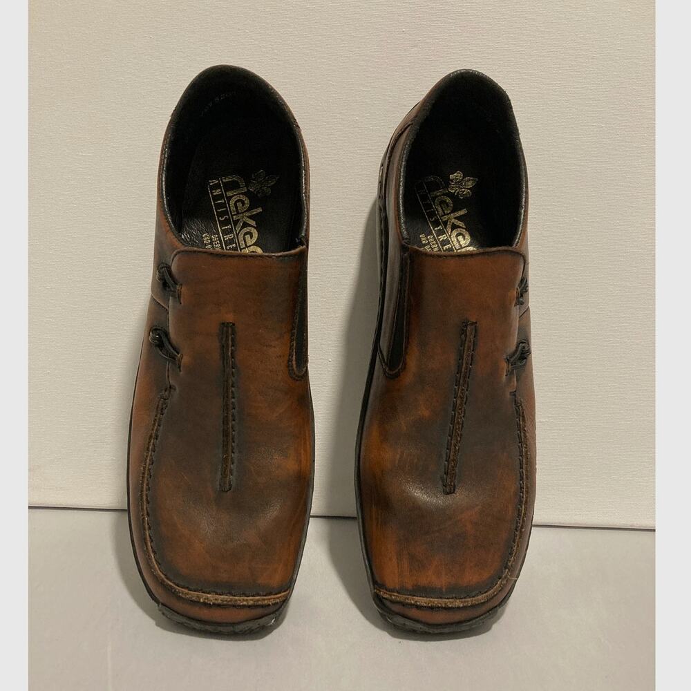 Rieker Womens AntiStress Brown Leather Comfort Shoes Size 9.5 / 40